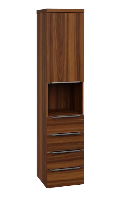 SIN 5 - 44ZND kancelářská skříň, 4-zásuvková/nika, 1-dveřová, pravá, 1820x400x400, ořech královský